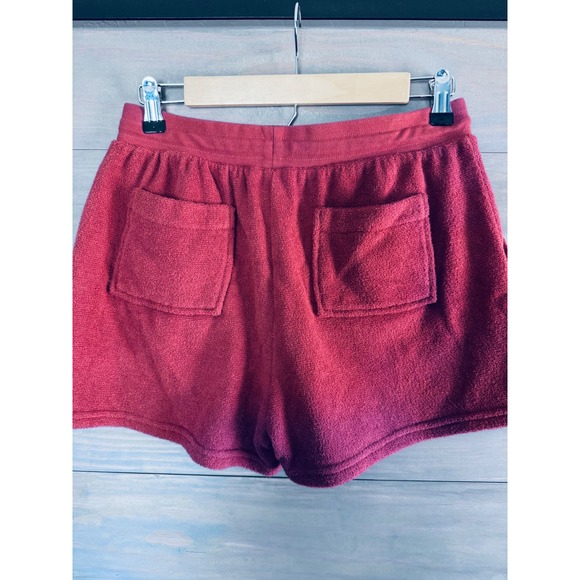 Outerknown Hightide Terry Shorts Burgundy Wine Womens Drawstring Lounge Pockets - Picture 2 of 4